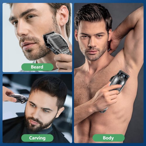 Tuanchuanrp Professional Hair Clippers for Men, Cordless Barber kit for Hair Cutting & Grooming, Hair Clippers Set for Barber Haircut with LED Display 8 Fade Taper Combs(Black)