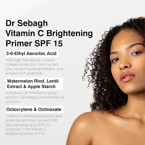 Dr Sebagh Vitamin C Brightening Primer - Illuminating SPF 15 Face Makeup (2.6 fl oz) for Radiant Finish