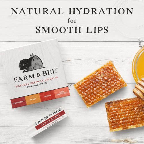 Natural Lip Balm Variety Pack, 4 Flavors, Organic Ingredients, Moisturizing, Healing