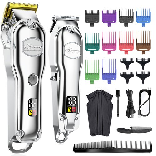 Hatteker Hair Clipper for Men IPX7 Waterproof Cordless Barber Clipper for Hair Cutting Kit with T-Blade Trimmer Beard Trimmer Clipper Professional USB Rechargeable