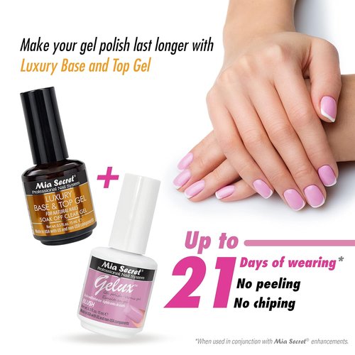 Mia Secret Clear Gel Polish - Luxury Base & Top Coat - High Gloss Finish - 15ml