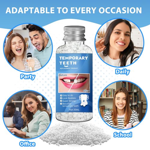 Tooth Repair Kit, Moldable False Teeth Beads for Teeth Repair, Suitable for Missing, Cracked DIY Denture Kit, 1PCS-K1