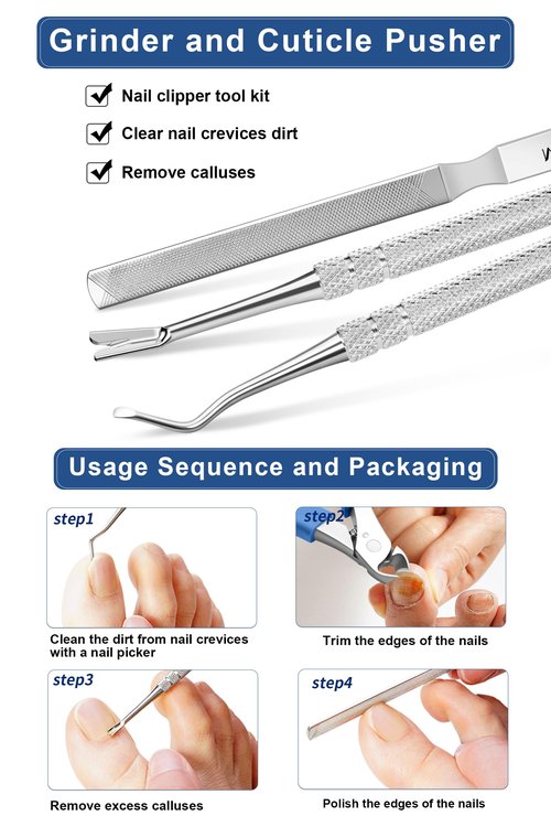 Monspend Toenail Clippers for Seniors Thick Toenails, Heavy-Duty Toenail Clippers, Adult Thick Toenail Long Handle,Aluminum Storage Box (Blue)
