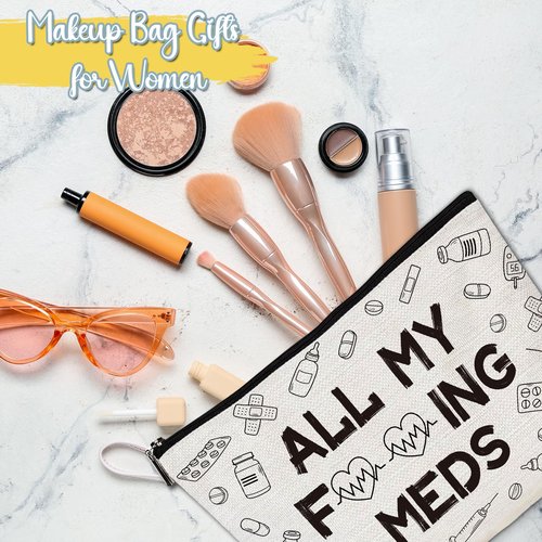 Luvsweets Med Makeup Bag Gifts - Funny Medicine Travel Cosmetic Bag with Zipper, Meds Pouch Purse Gifts for Nurse Practitioner Medicine Physician Assistants Doctor Patient, Get Well Soon Presents