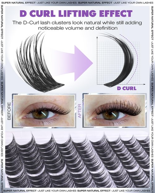 EYDEVRO Wispy Lash Clusters kit Eyelash Clusters Kit Natural Cluster Eyelash Extensions 10-16mm D Curl Cluster Lashes Salon-quality DIY Lash Extensions Kit at Home Lash Bond and Seal, Tweezers, Brush