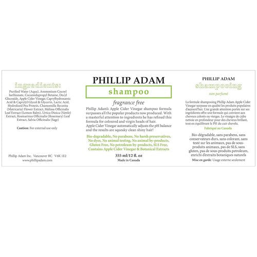 Phillip Adam Fragrance-Free Shampoo - Sulfate & Paraben-Free Formula - pH Balancing for Hair & Scalp - 12 Ounce
