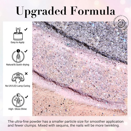AZUREBEAUTY Dip Nails Powder Starter Kit - 8 All-Season Shiny Chrome Colors with Base & Top Coat | 30 PCS