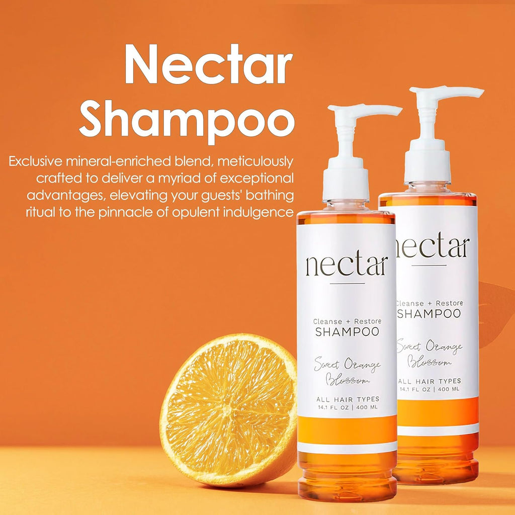 World Amenities Nectar Pump Bottle Shampoo - Orange Blossom Balancing Formula with Vitamins & Minerals