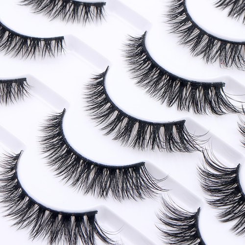 Azenlo False Eyelashes 20 Pairs Wispy Lashes Faux Mink Lashes 14mm 3D Fluffy Cat Eye Lashes （style 20-061)