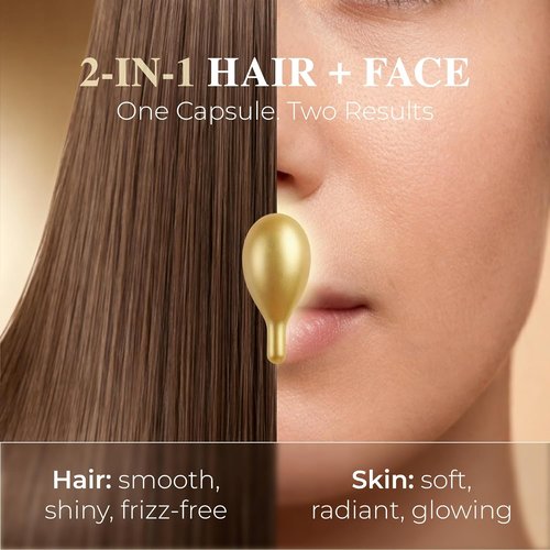 Skiennix Vitamin E Capsules - 2-in-1 Leave-In Anti-Frizz Hair Serum & Face Glow - 60 Lightweight, Non-Greasy Capsules