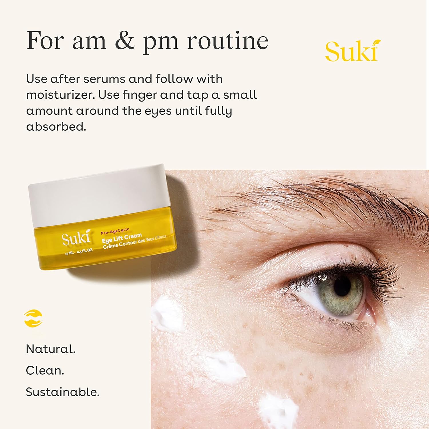 Suki Skincare Eye Lift Renewal Cream - Firming & Brightening Formula with Resveratrol, Caffeine & Vitamin C - 15 ml