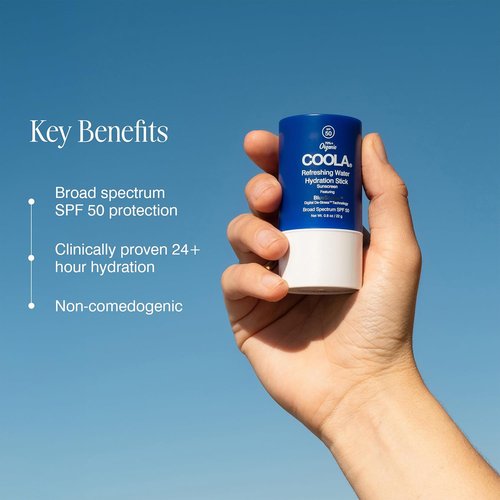 COOLA Organic Face Moisturizer - SPF 50 Water Stick with BlueScreen Technology | 0.8 Oz