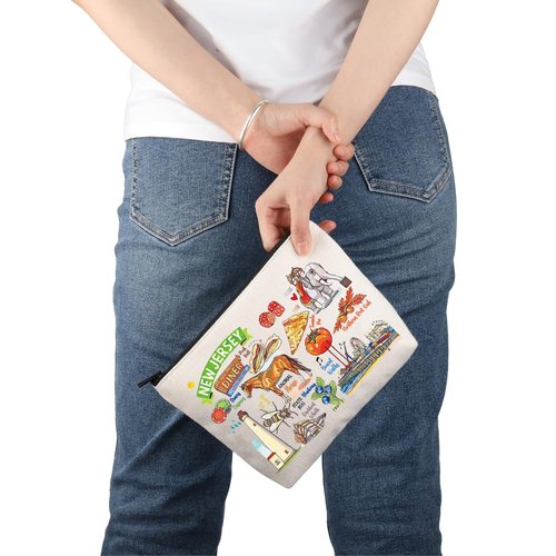 PWHAOO New Jersey State Souvenirs Gift New Jersey Makeup Bag New Jersey Home Cosmetic Bag New Jersey Tourism Gift New Jersey Vacation Gift (New Jersey M)