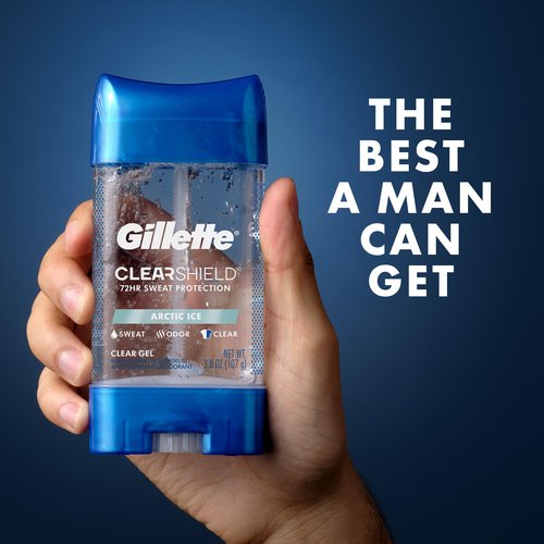 Gillette Antiperspirant and Deodorant for Men, 72hr Sweat & Odor Protection, Long Lasting Freshness, Anti-White Mark Technology, Clear Gel, Arctic Ice Scent, 3.8 oz (Pack of 3)