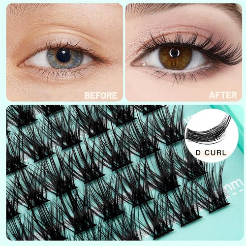 Bodermincer Eyelashes Clusters 10-12-14mm Mixed/12-14-16mm Mixed/14-16-18mm Mixed/16-18-20mm Mixed Nature D Curl False Lashes Cluster Eyelashes (14-16-18mm Mixed)
