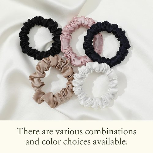LILYSILK Pure Silk Scrunchies - Colorful Hair Bow Ties for Women | Soft & Cute 10-Pack Mini Set