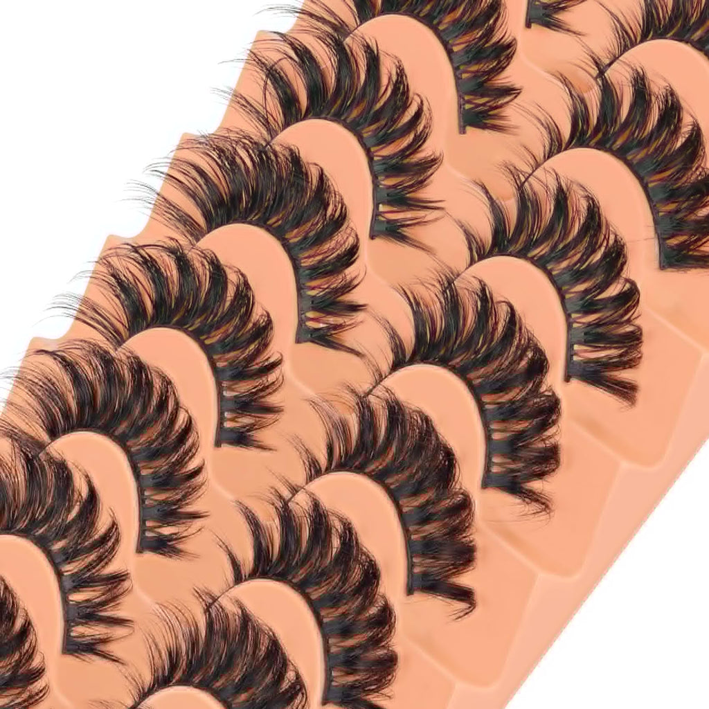 Veleasha Lashes D Curl Dramatic Lashes Fluffy Faux Mink Eyelashes V Shape Volume Eyelash Thick 10-18MM 3D Effect False Eyelashes (6D33)