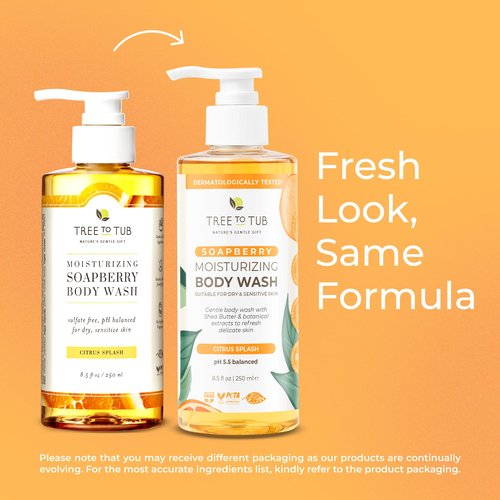 Tree to Tub Citrus Body Wash for Dry Skin & Sensitive Skin - pH Balanced Moisturizing Body Wash, Hydrating Sulfate Free Body Soap for Women & Men
