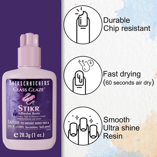 Backscratchers Glass Glaze Stikr Resin - Nail Wrap Adhesive for Tips, Extensions, and Charms