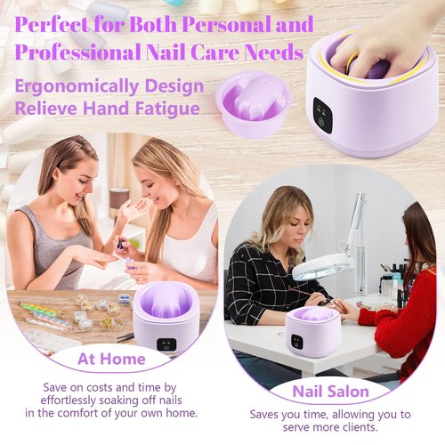 Electric Nail Soaking Bowl, Acrylic Nail Remover Kit 50% Faster Nail Soak off Bowl for Women, Manicure Nail Bowl Heated for Home & Salon, Gel Dip Acetone Nail Polish Remover Machine for Beginner