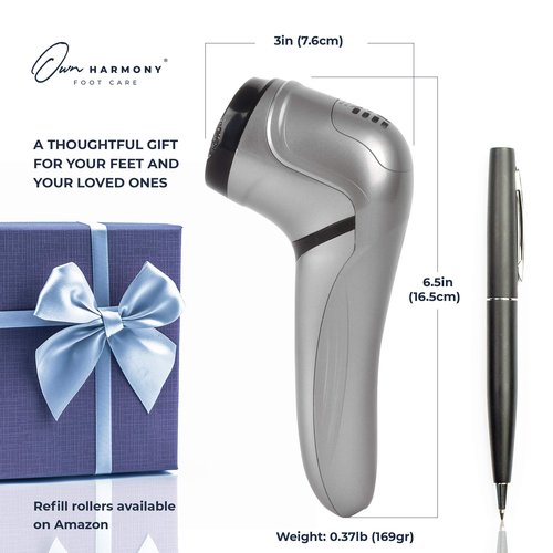 Electric Foot Callus Remover with Vacuum - Own Harmony Professional Pedicure Tools Kit for Powerful Pedi Feet Care Vac, Electronic Foot File CR2100, Best for Hard, Dry, Cracked, Dead Skin (3 Rollers)