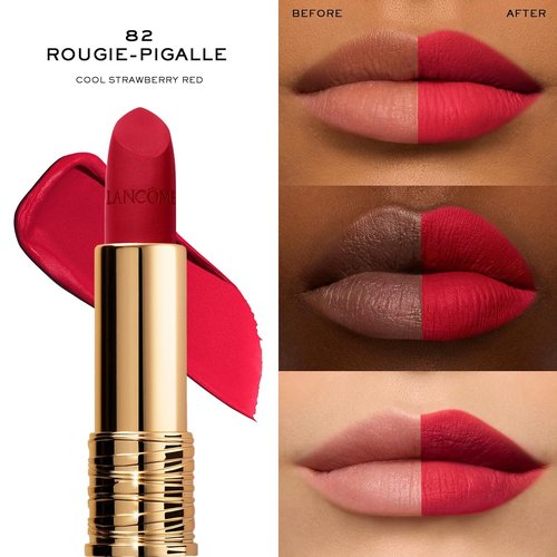 Lancôme L’Absolu Rouge Drama Matte Lipstick - Ultra Matte Finish, 8HR Full Coverage, Moisturizing Formula with Ceramides & Rose Extracts