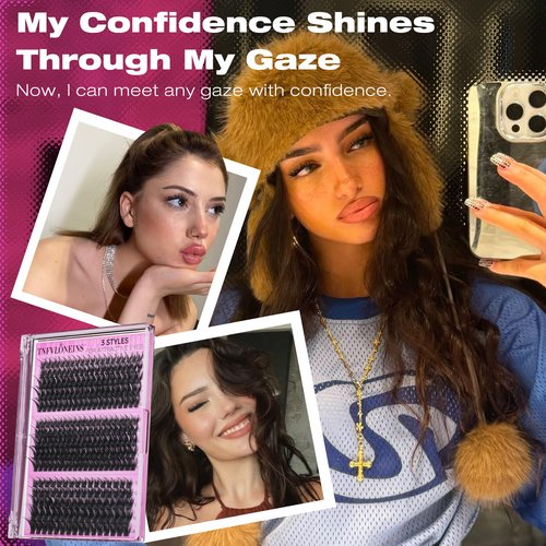 TNFVLONEINS Lash Clusters Wispy Eyelash Clusters Spiky Individual Lashes Clusters D Volume Cluster Eyelash Extensions DIY Cluster Extension Thick Eyelash Cluster (10-16MM,3 Styles)