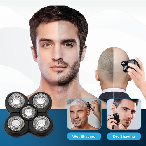 3 Pack Shaver Replacement Blades Compatible with Freedom Head Shaver Kit, 5 Blades Shaver Replacement Heads for Head Shavers for Bald Men, Replacement Blades for Head Electric Razor Shaving, 3 Brush