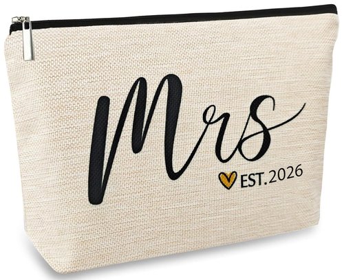 DMZIY Wedding Bridal Shower Gifts for Bride To Be 2026, Bachelorette Party favors Accessories, Future Mrs Makeup Bag, Wife Engagement Gifts for Women, Small Cosmetic Travel Pouch (Mrs 2026)
