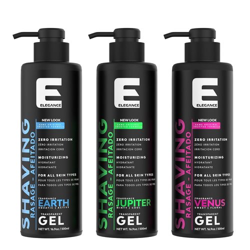 E Elegance Shaving Gel - Transparent Formula for Men & Women | Aquatic & Active Earth Fragrance, 16.9 Oz