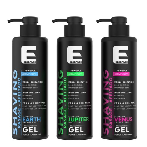 E Elegance Barber Accessories - Transparent Shaving Gel For Men Or Women, Minty/Cool Jupiter Fragrance - The Ultimate Shaving Solution For A Smooth, Irritation-Free Experience, 16.9 Oz