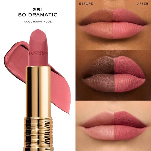 Lancôme L’Absolu Rouge Drama Matte Lipstick - Ultra Matte Finish, 8HR Full Coverage, Moisturizing Formula