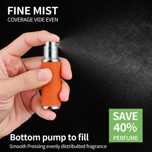 2pcs Travel Perfume Bottle Refillable, Cologne Travel Size Atomizer Bottle,Refill Perfume Dispenser Container,Mini Spray Pump Scent Case For Men And Women, 5ml (Dark Green & Orange)
