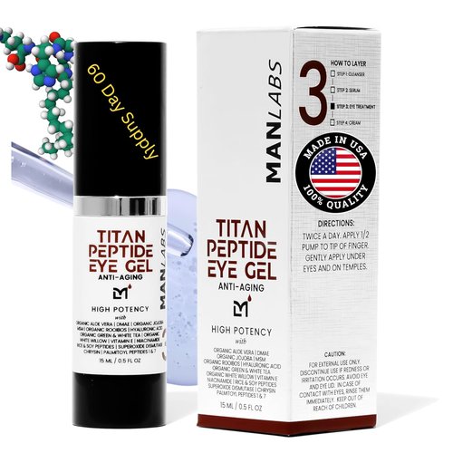 Man Labs Titan Peptide Cooling Eye Serum - Anti-Aging Eye Cream for Men | Reduces Dark Circles & Puffiness