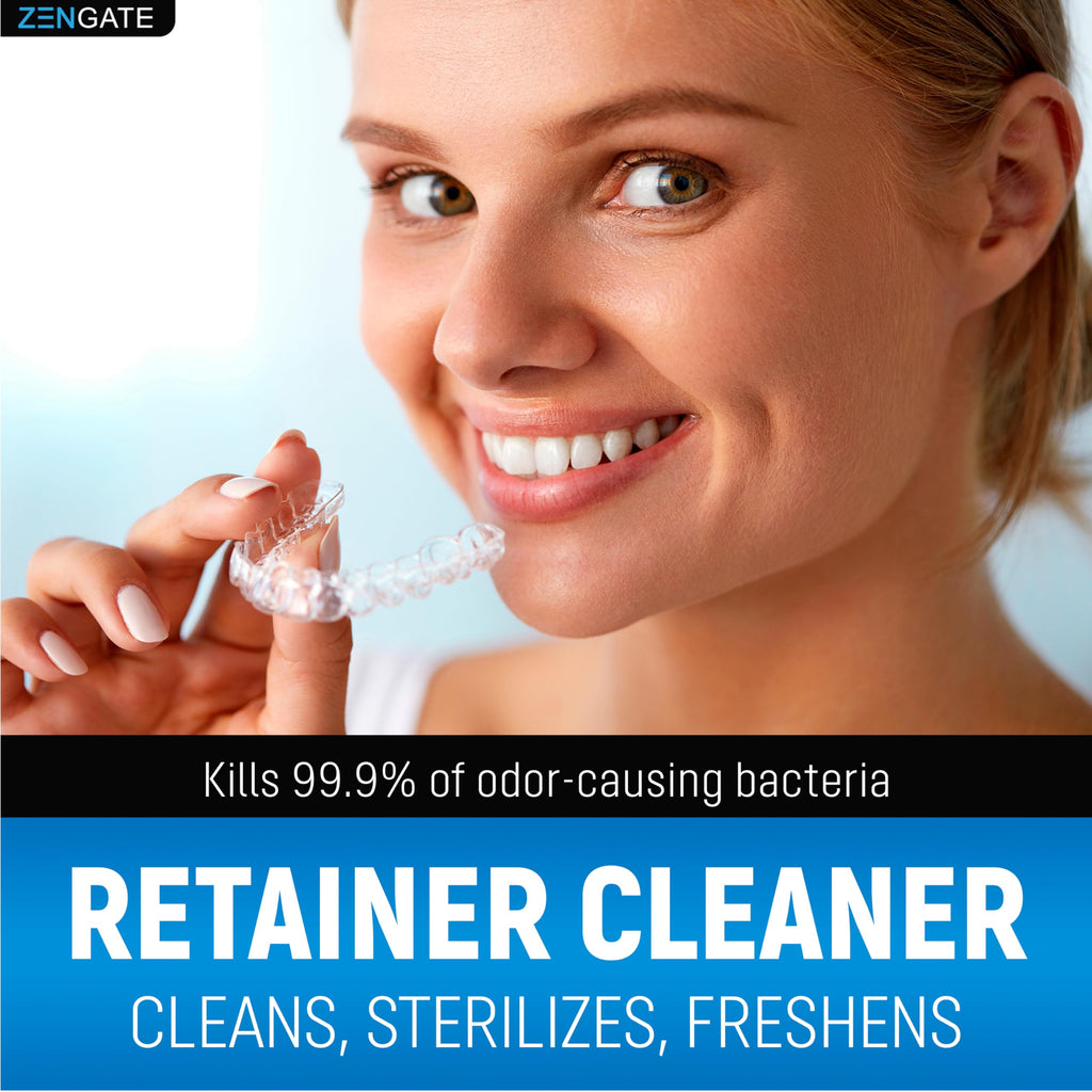 ZENGATE Retainer Cleaner Tablets - Quick 3-Minute Clean for Dentures, Mouth Guards, Aligners, and Night Guards - 120 Dental Cleansing Tablets - FSA HSA Approved Dental Appliance Cleanser