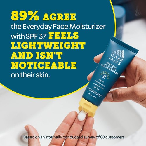 Oars + Alps SPF 37 Sunscreen | Anti-Aging Face Moisturizer with Hyaluronic Acid - 3 oz