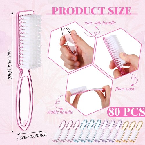 Patelai 48 Pcs Handle Grip Nail Brush Bulk Colorful Nail Scrubber Fingernail Brushes Hand Toes Cleaning Brushes Pedicure Scrubbing Tool for Men and Women, Multicolor Brush