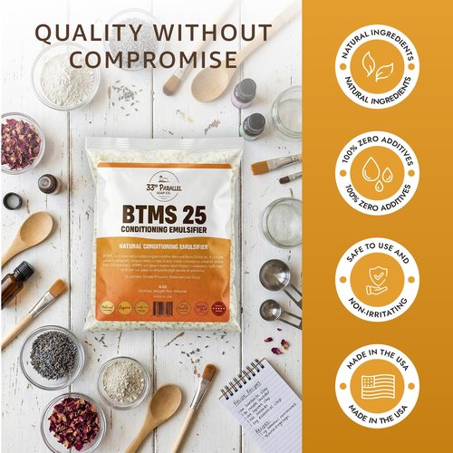 33RD PARALLEL | BTMS 25 (2 lbs / 32 oz) Bulk Conditioning Emulsifier | Behentrimonium Methosulfate Cetearyl Alcohol Emulsifying Conditioner | (2 POUNDS)