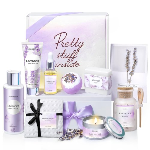 Gifts for Women Spa Gifts Baskets for Women Christmas Birthday Gifts Lavender Bath and Body Sets Mothers Day Gifts Relaxing Self Care Get Well Gift for Mom Her Girlfriends Sister Teacher Friends