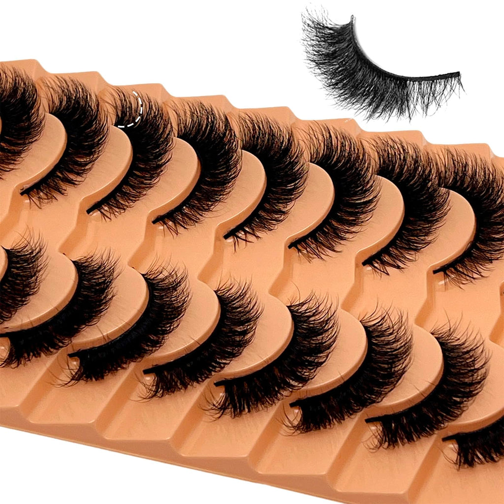 VOCOAK Cat Eye Lashes Mink Wispy Strip Lashes Natural Look Short Fluffy Fox Eye False Eyelashes C Curl Lash Strips Soft Faux Mink Fake Cateye Eyelashes Pack