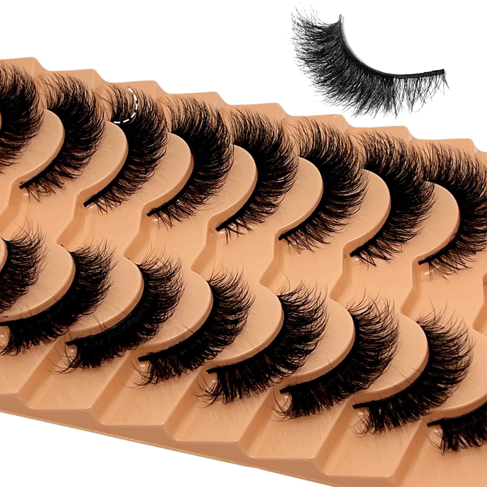 VOCOAK Cat Eye Lashes Mink Wispy Strip Lashes Natural Look Short Fluffy Fox Eye False Eyelashes C Curl Lash Strips Soft Faux Mink Fake Cateye Eyelashes Pack