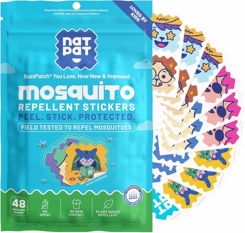 NATPAT Buzz Patch Mosquito Stickers for Kids - All-Natural Citronella, Non-Toxic, DEET-Free | 48 Pack