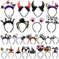 Lyrow Halloween Headbands Bulk for Women Halloween Witch Hat, Spiderweb, Bat, Ghost, Eyeballs, Boo Headwear Photo Booth Props for Women Adult Cosplay Costume(24 Pcs,Classic Style)