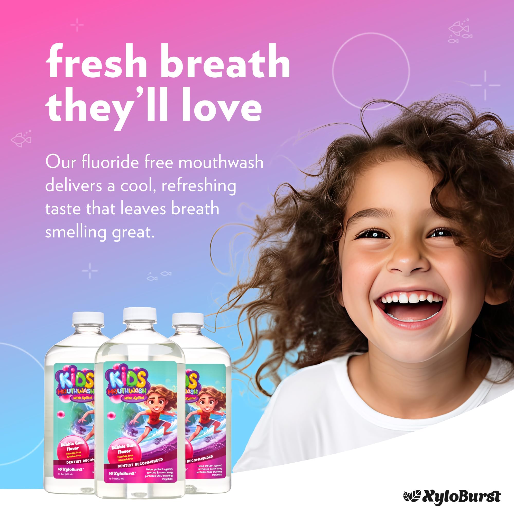 Xyloburst Oral Rinse Kids Mouthwash - Natural Xylitol Mouthwash, Fluoride Free Mouth Rinse with Aloe Vera, Alcohol Free, 16 fl oz
