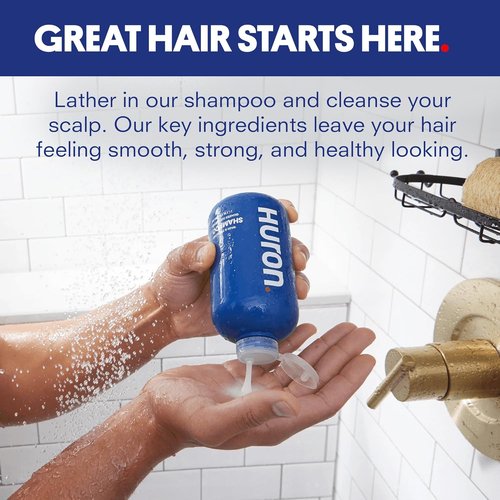 Huron Men's Shampoo - Cleansing & Hydrating Formula | Citrus & Fresh Juniper Scent | 11.7 Fl Oz