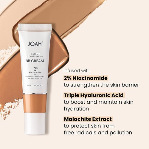 JOAH Beauty BB Cream - Perfect Complexion with Hyaluronic Acid & Niacinamide | Medium Coverage, Deep Neutral Undertones