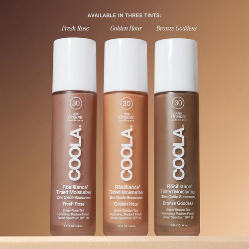 COOLA Organic Rosilliance Tinted Moisturizer - SPF 30 Protection, Dermatologist Tested, 1.5 FL Oz