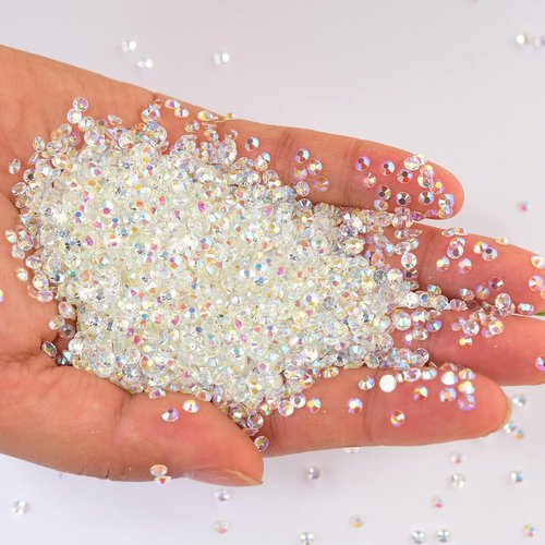 Blinginbox 5000pcs Flatback Rhinestones,Resin Non Hotfix Rhinestones Large Quantity Wholesale for Crafts DIY Creative Design,Clothes,Makeup,Nail Art (6mm=0.24",Transparent Clear AB)