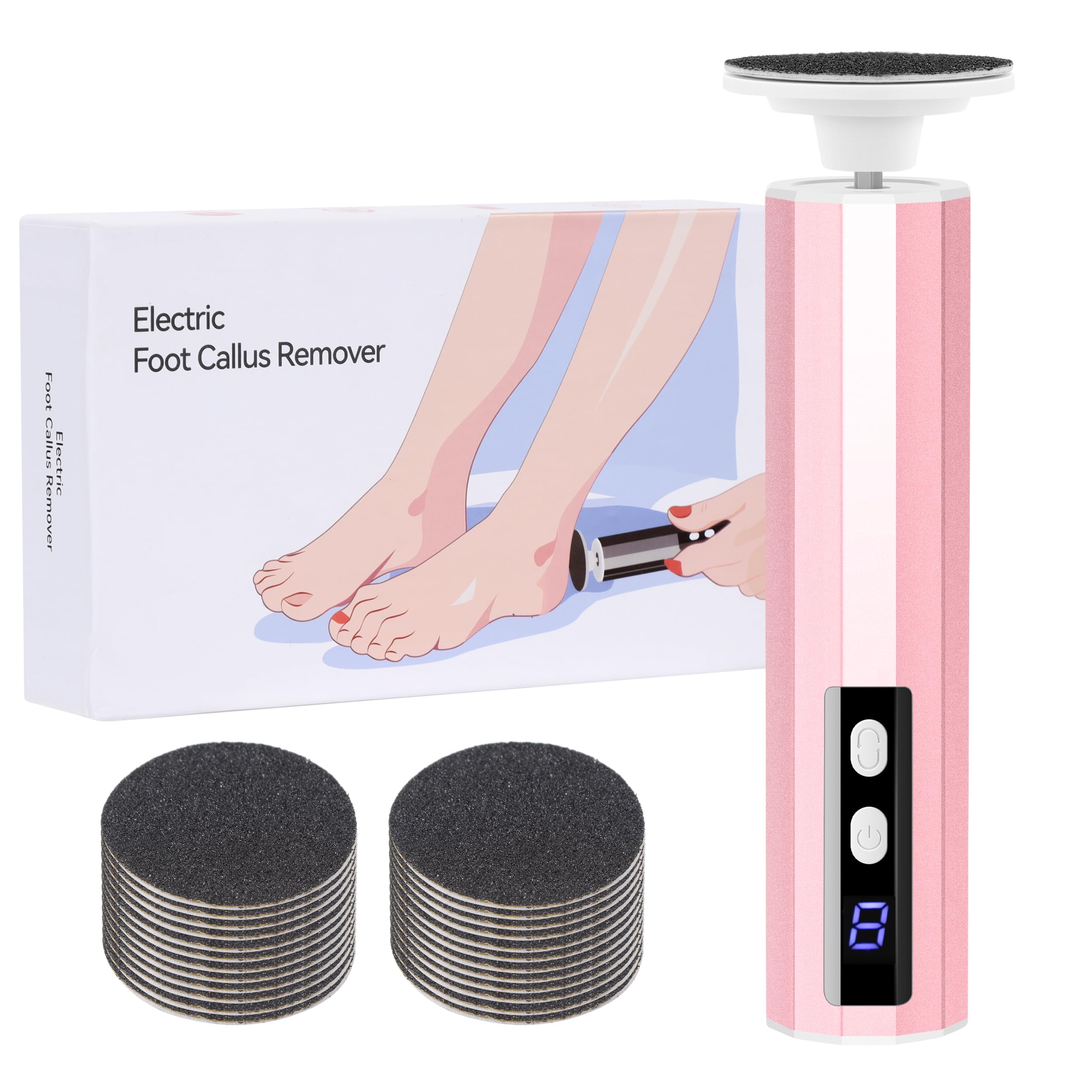 Whsdo Electric Callus Remover - 9 speeds, Foot Sander with Replacement Sandpaper Discs, Rechargeable Unisex Pedicure and Manicure Tool for Dead, Dry, chapped Skin and calluses