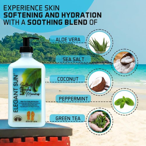 Elegant Sun | Saltwater Beaches Tan Extender - Aloe Vera After Sun Lotion for Sensitive Skin